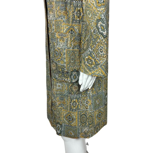 Vintage 70s Reversible Coat Women's Medium Paisley Print Gray Tan Trench - Picture 16 of 16